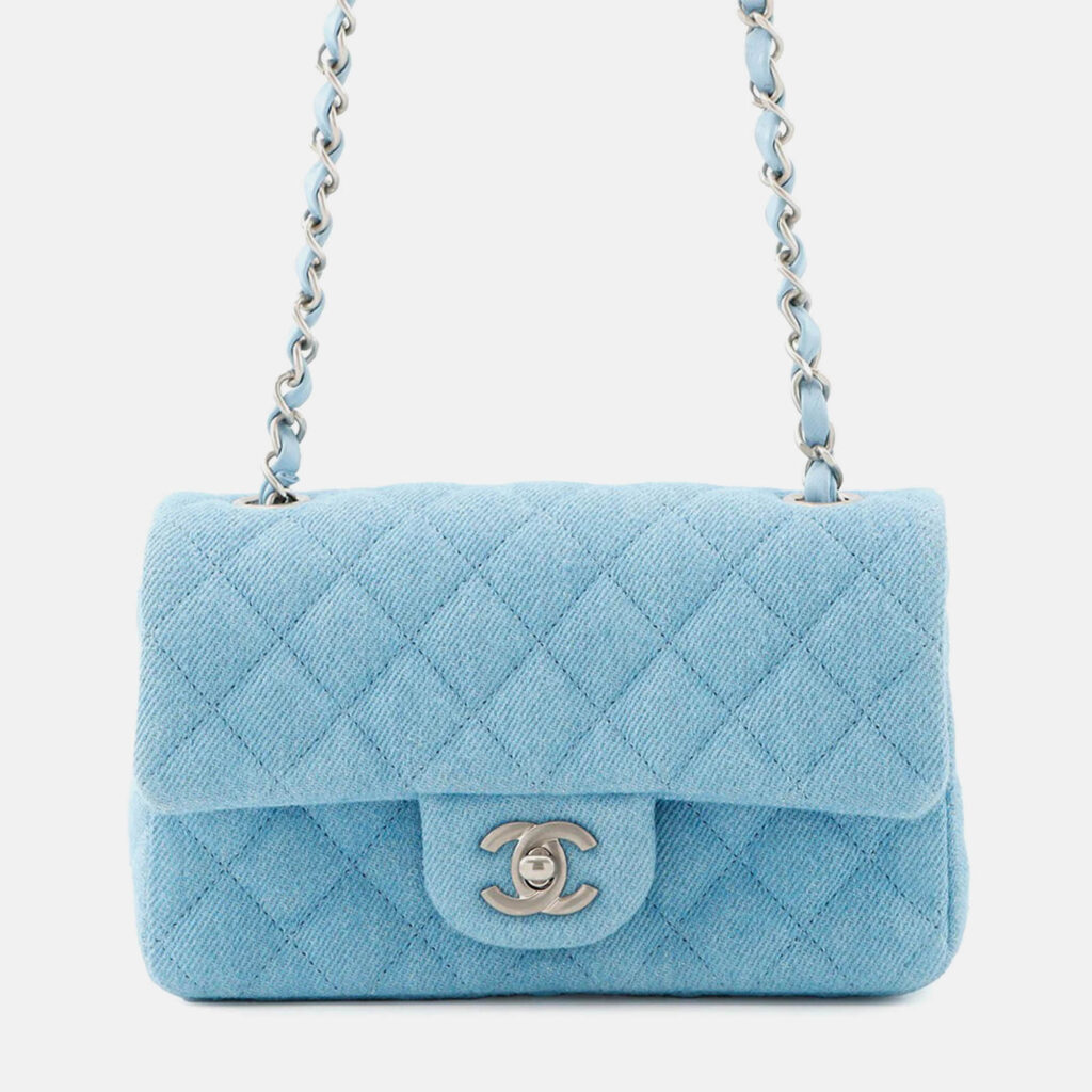 Chanel Matelasse Blue Denim Mini Chain Shoulder Bag Chanel Matelasse Blue Denim Mini Chain Shoulder Bag