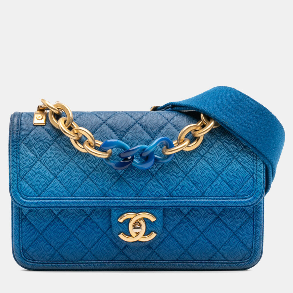 Chanel Blue Medium Quilted Caviar Sunset On The Sea Flap Bag