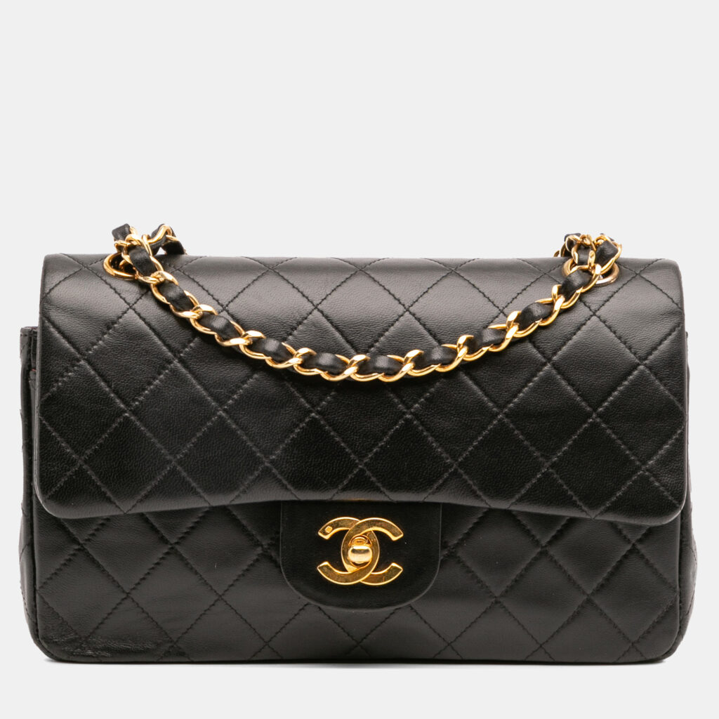 luxury-women-chanel-used-handbags-p1212462-002-1.jpg Chanel Black Small Classic Lambskin Double Flap