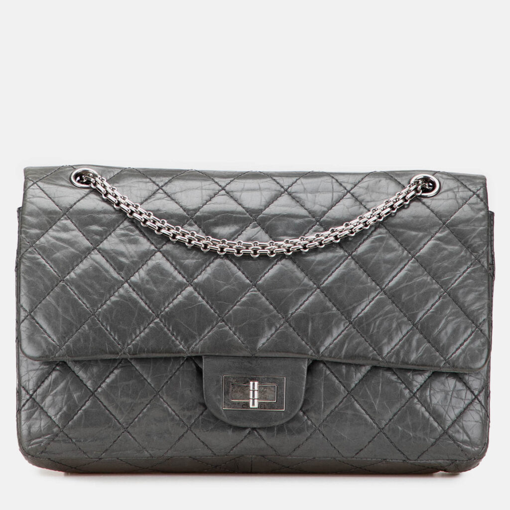 Chanel Grey 50th Anniversary Reissue 2.55 Aged Calfskin Double Flap 227 Chanel Grey 50th Anniversary Reissue 2.55 Aged Calfskin Double Flap 227