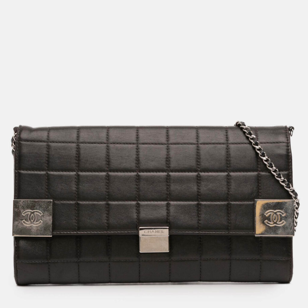 Chanel Black Quilted Lambskin Chocolate Bar Shoulder Bag