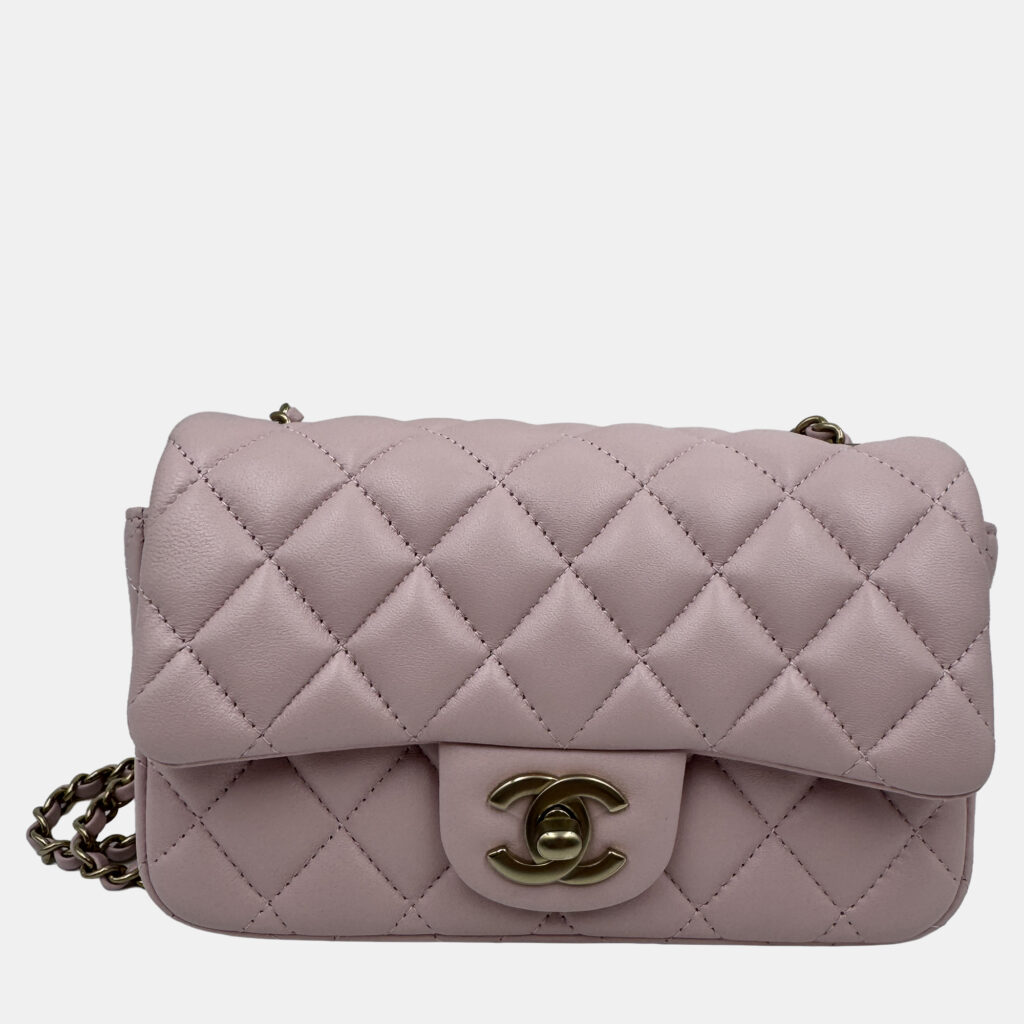 Chanel Pink Quilted Leather Mini Rectangle Classic Single Flap Bag