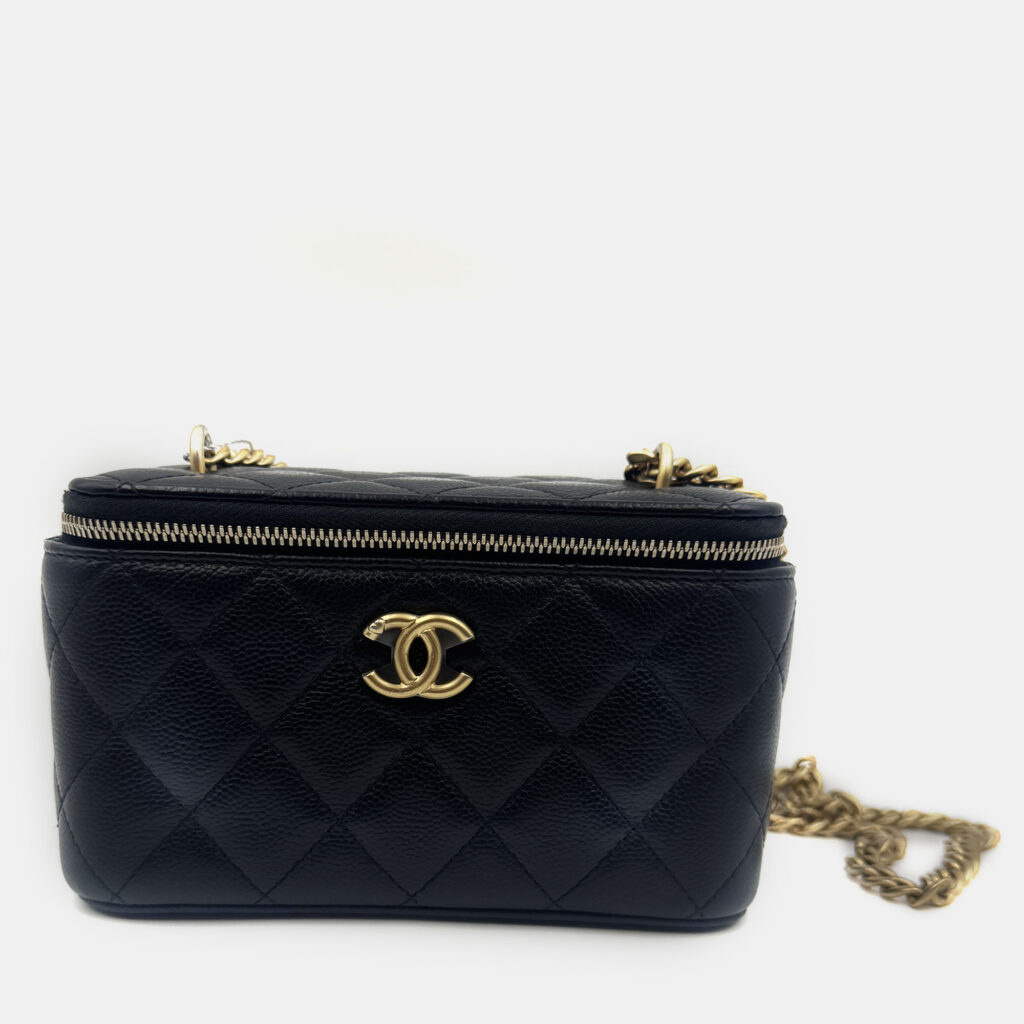 Chanel Vanity Heart Chain Black Caviar Leather Bag