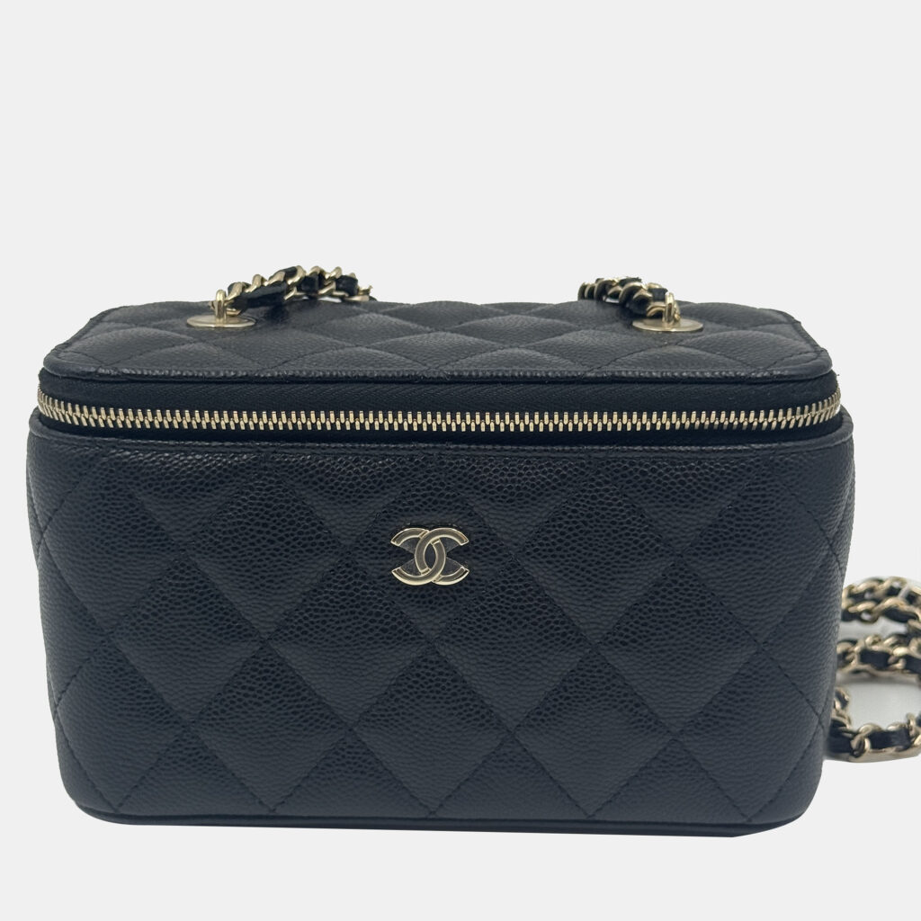 Chanel Vanity Chain Black Caviar Leather Bag