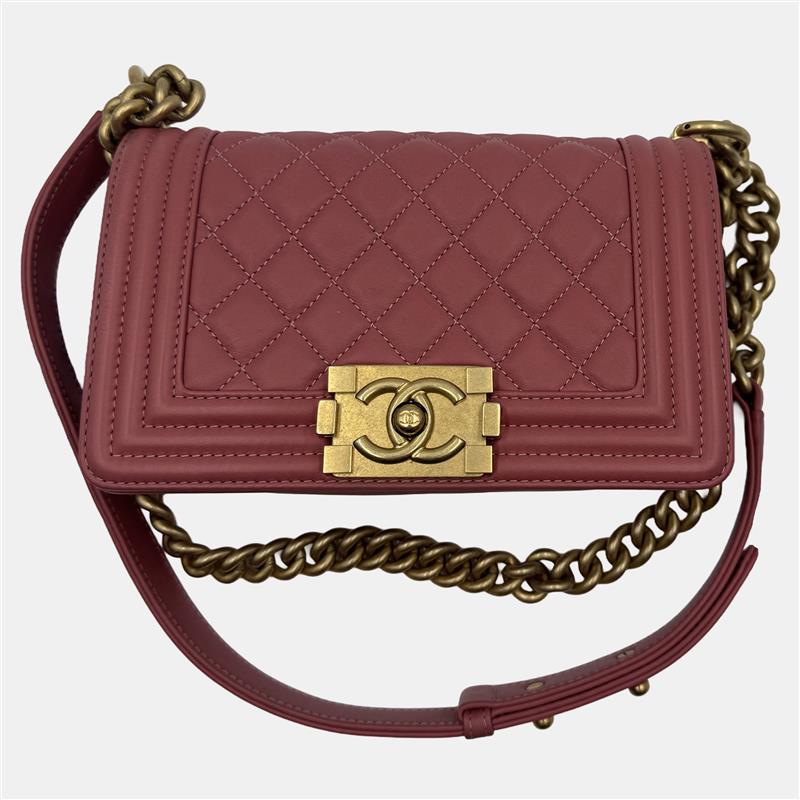 Chanel Pink Quilted Leather Small Boy Flap Bag