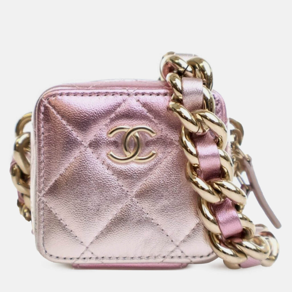 Chanel Pink Mini Metallic Lambskin Coco Punk Cube Bag
