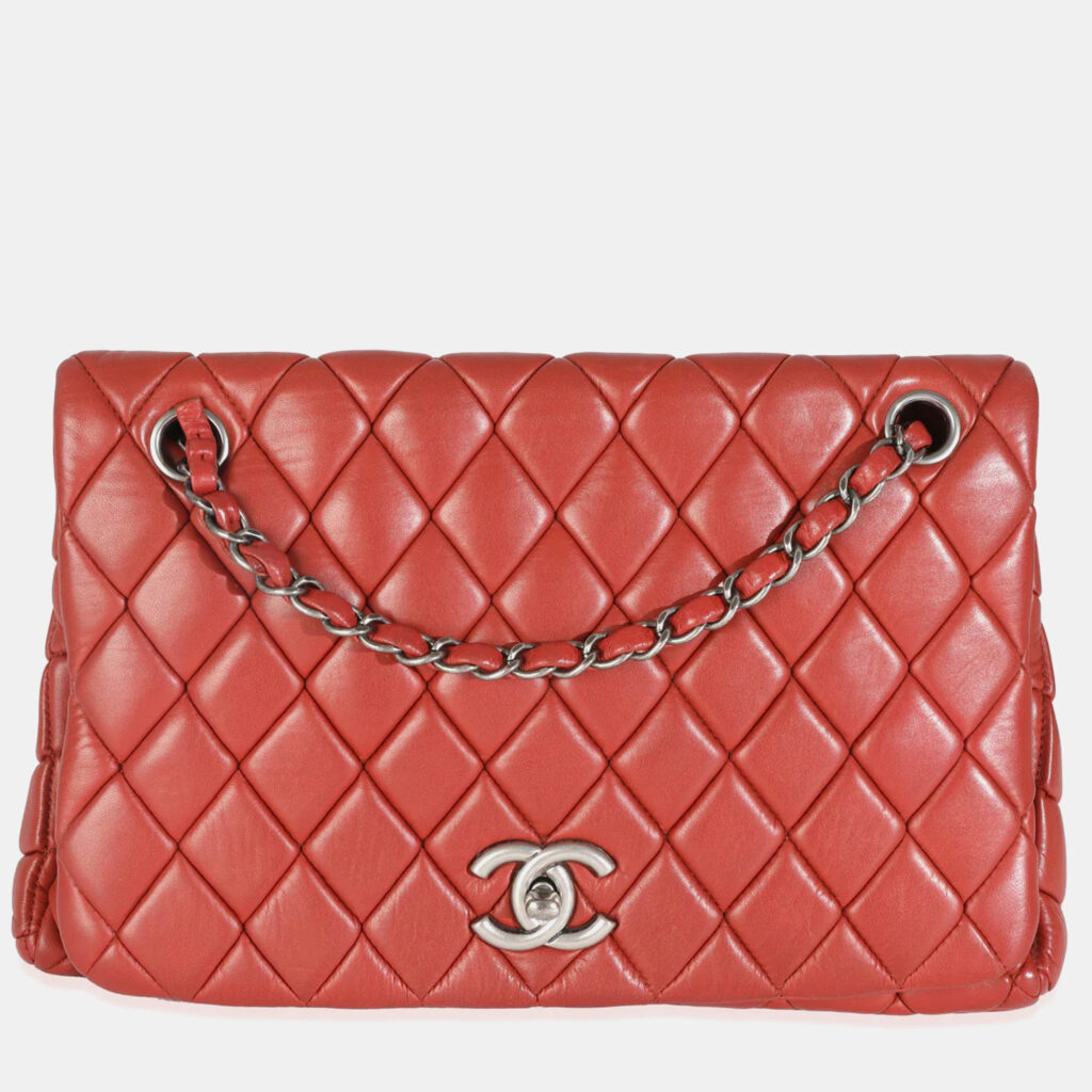 Chanel Red Lambskin Large New Bubble Flap Bag Chanel Red Lambskin Large New Bubble Flap Bag