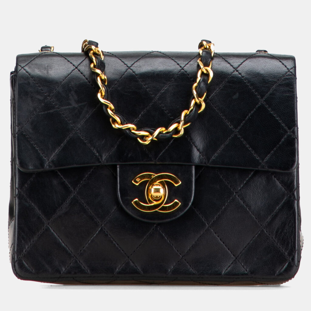 Chanel Black Mini Square Classic Lambskin Single Flap Chanel Black Mini Square Classic Lambskin Single Flap