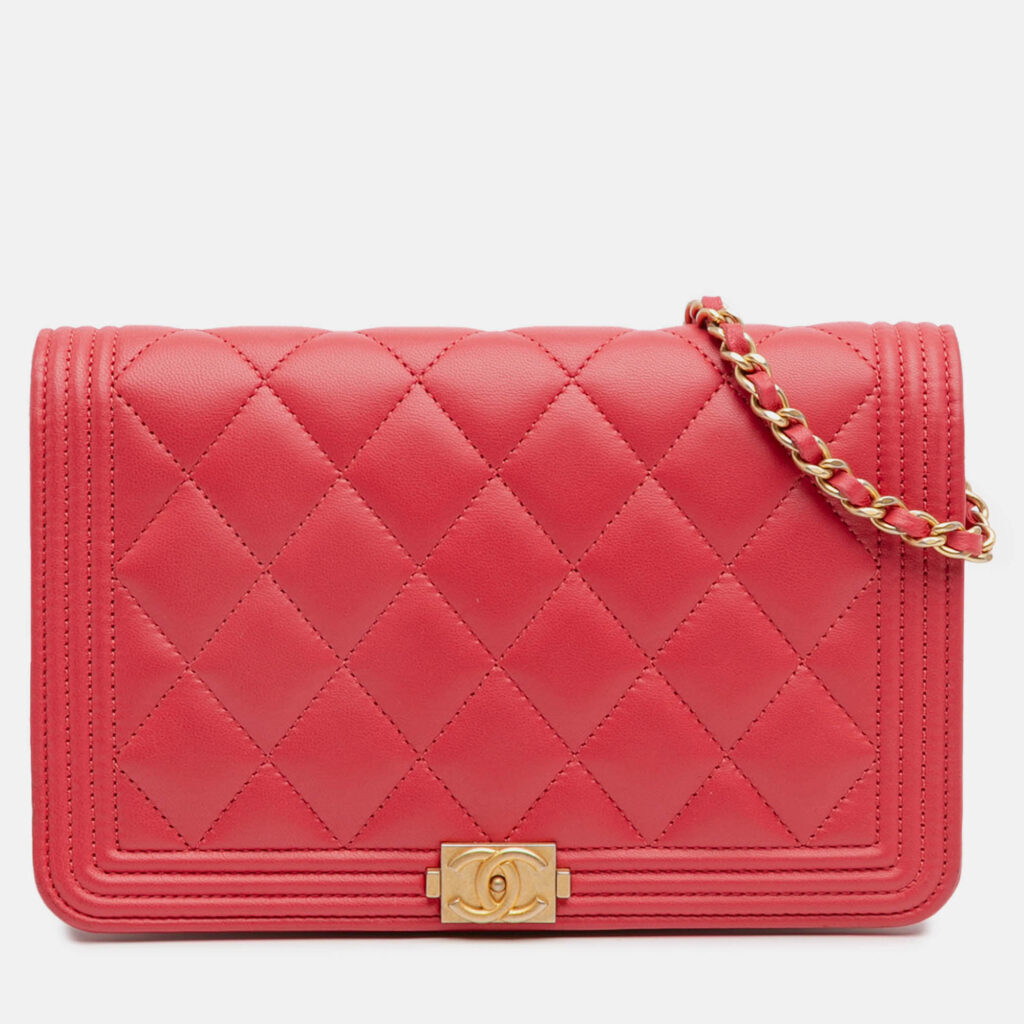 Chanel Red Quilted Caviar Boy Wallet on Chain Chanel Red Quilted Caviar Boy Wallet on Chain