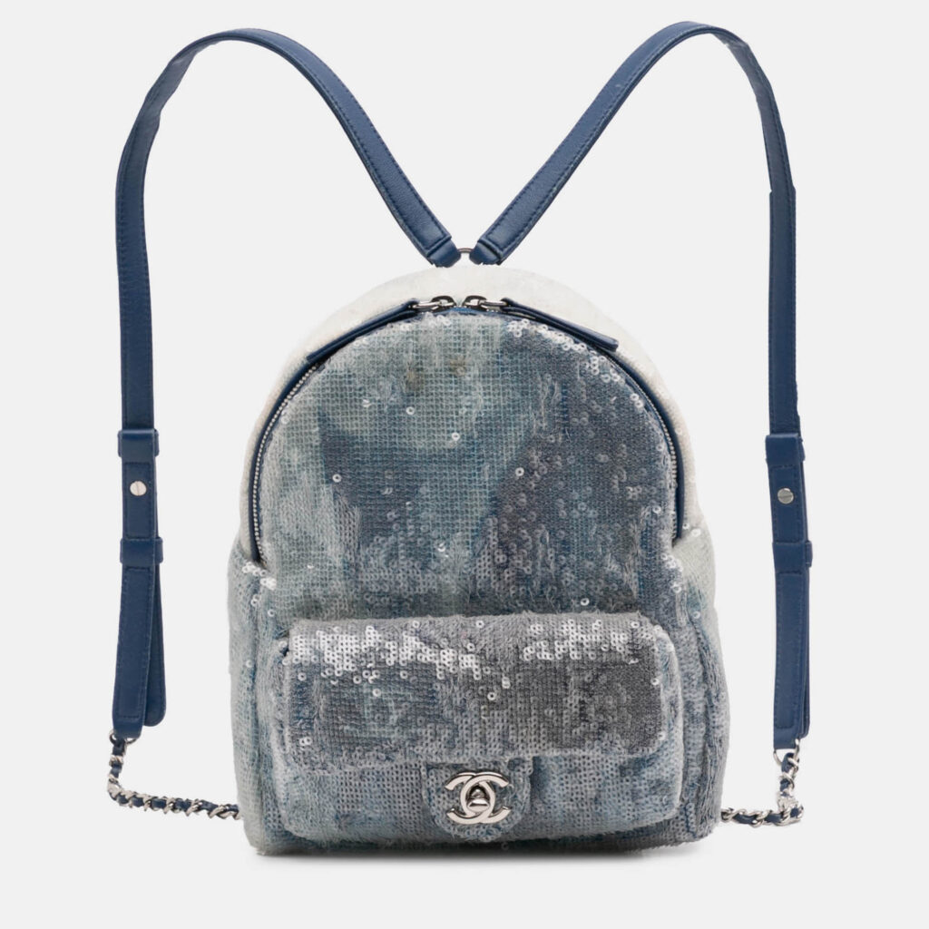 Chanel Blue Sequin Waterfall Backpack Chanel Blue Sequin Waterfall Backpack
