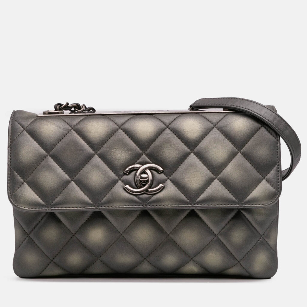 Chanel Grey Quilted Metallic Lambskin Trendy CC Flap Chanel Grey Quilted Metallic Lambskin Trendy CC Flap