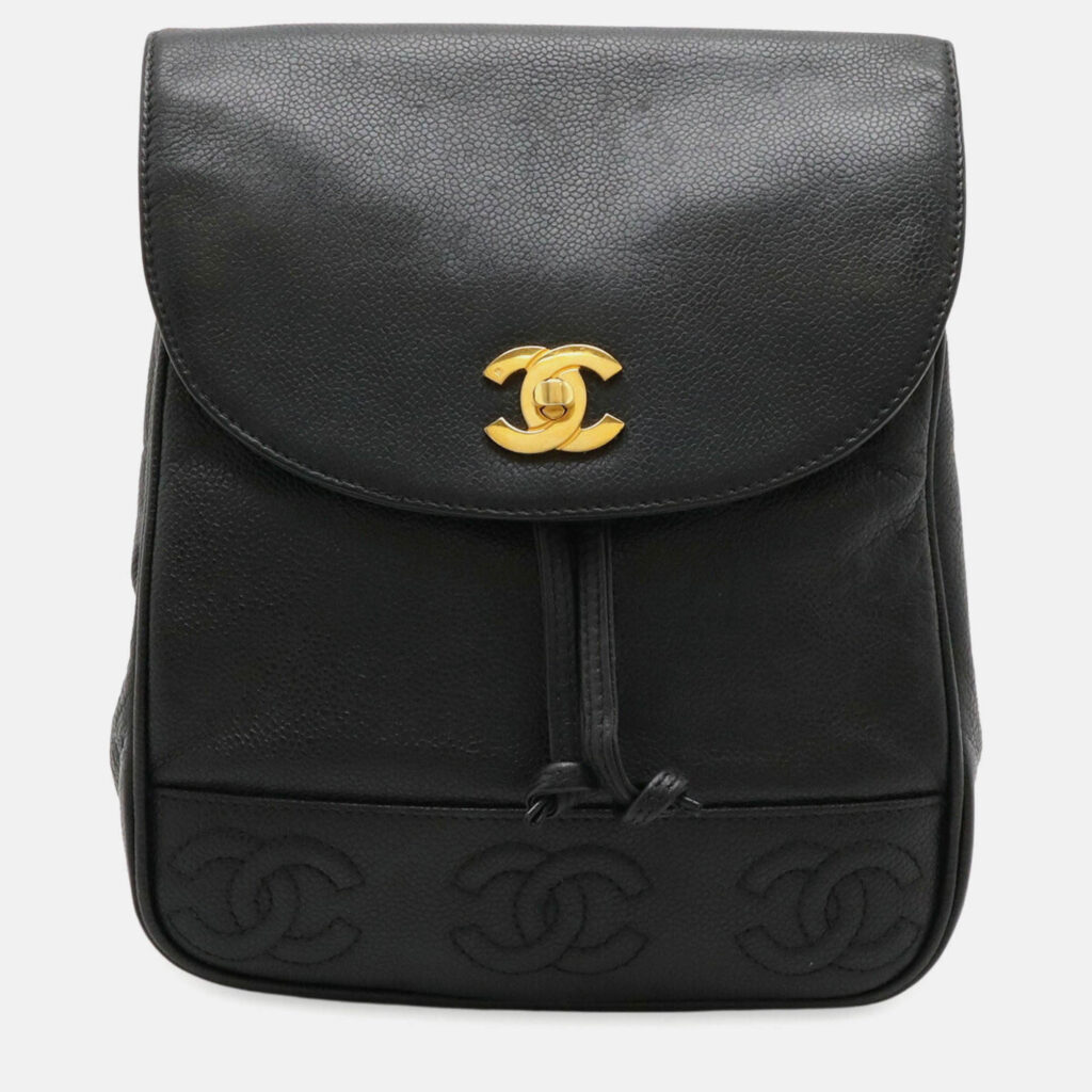 Chanel Triple Coco Mark Black Caviar Leather Backpack Chanel Triple Coco Mark Black Caviar Leather Backpack