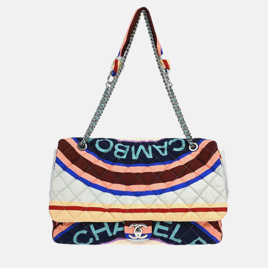 Chanel Flap Multicolour Satin Quilted Printed Shoulder Bag