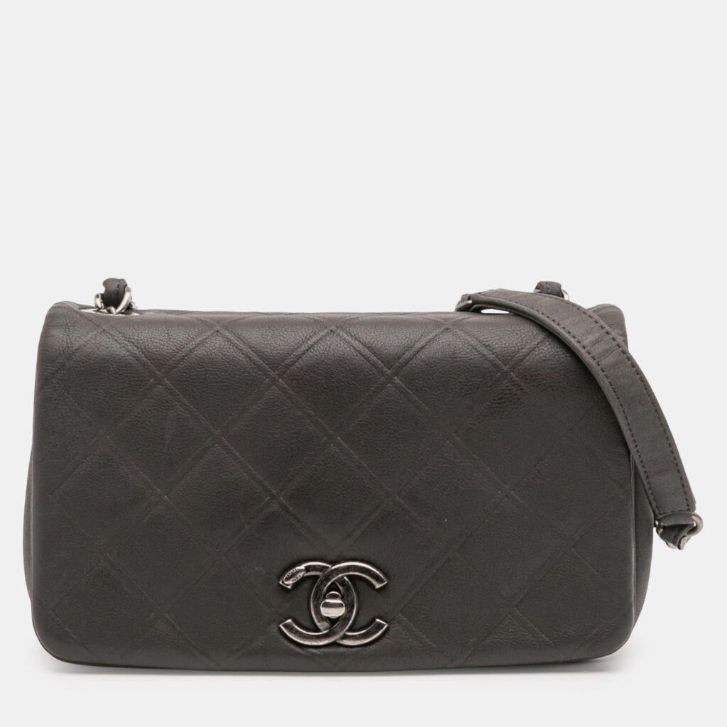 Chanel Grey Embossed Calfskin New Chic Flap Chanel Grey Embossed Calfskin New Chic Flap
