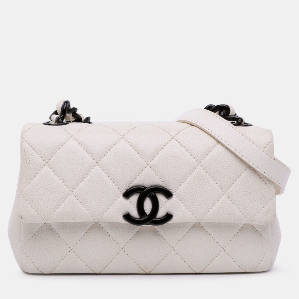 Chanel White Small Quilted Caviar My Everything Flap Chanel White Small Quilted Caviar My Everything Flap