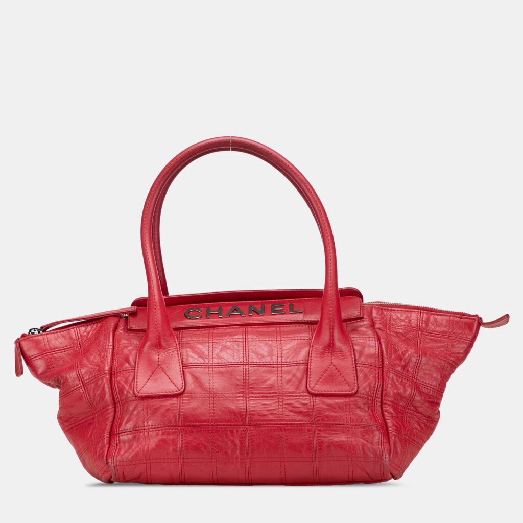 Chanel Red Lambskin Square Stitched Lax Handbag Chanel Red Lambskin Square Stitched Lax Handbag
