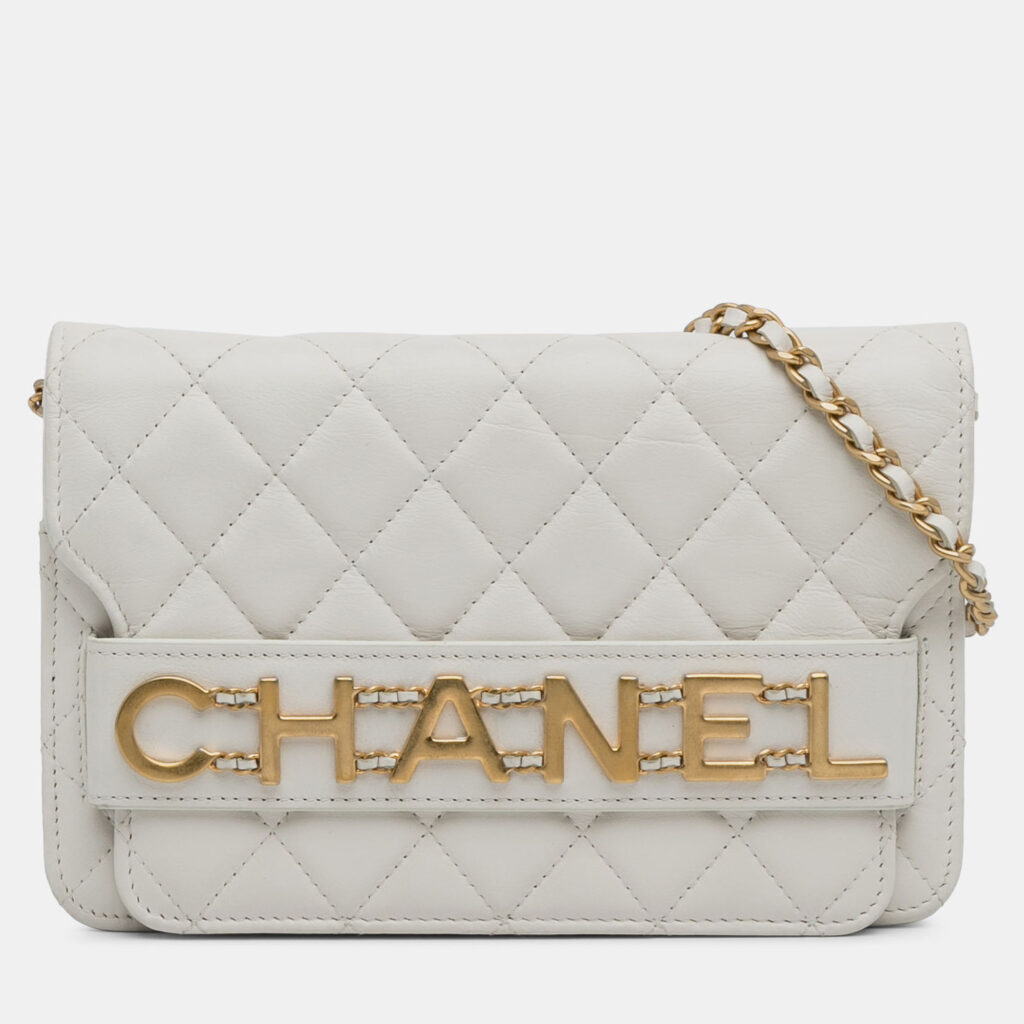 Chanel White Enchained Flap Wallet on Chain Chanel White Enchained Flap Wallet on Chain