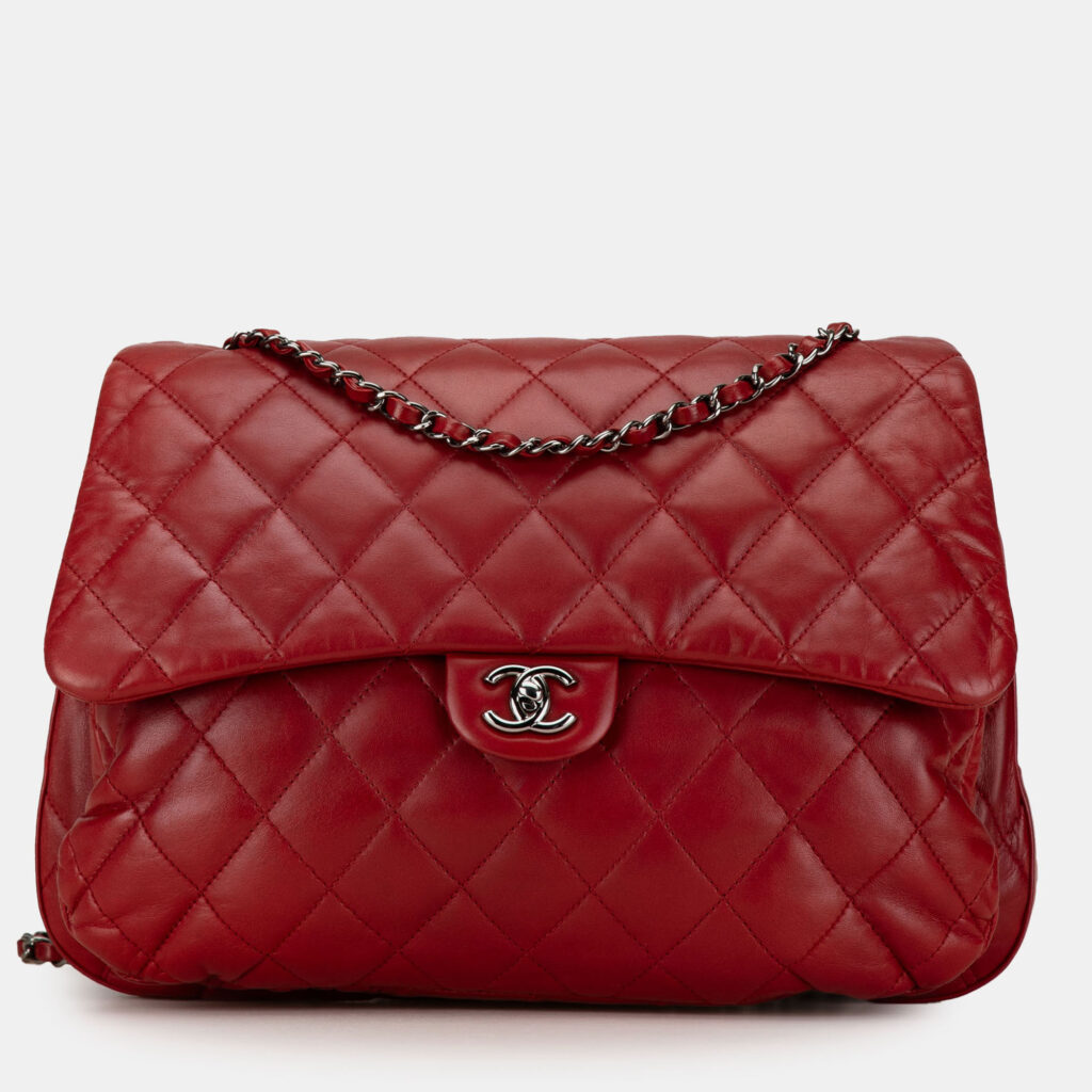 Chanel Red Maxi Lambskin 3 Accordion Flap Chanel Red Maxi Lambskin 3 Accordion Flap