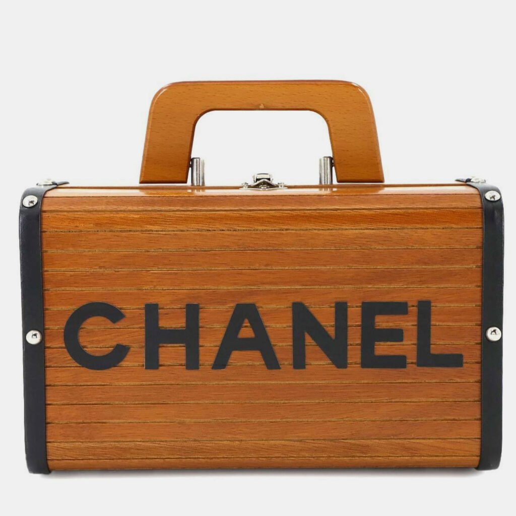 Chanel Vintage Vanity Brown/Black Wood Box Handbag Chanel Vintage Vanity Brown/Black Wood Box Handbag