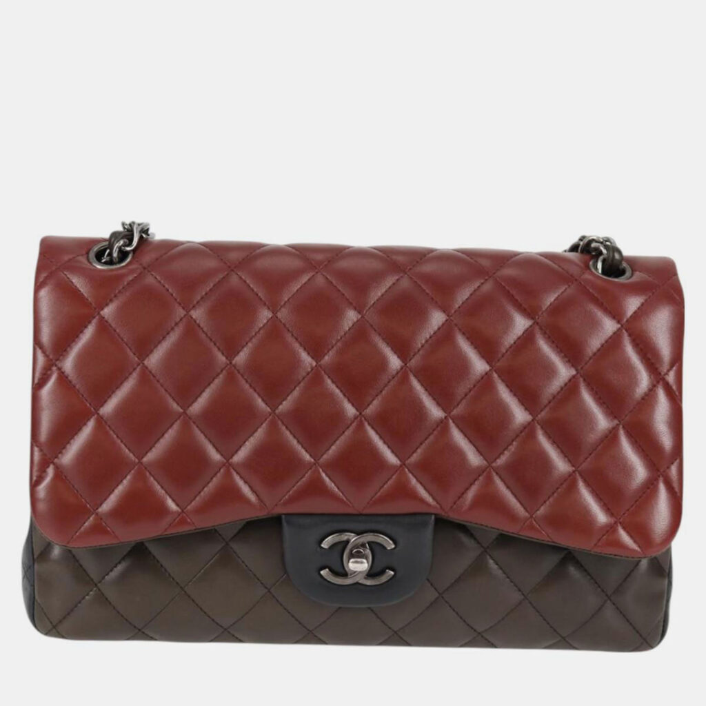 Chanel Classic Double Flap Brown Multicolor Leather Shoulder Bag Chanel Classic Double Flap Brown Multicolor Leather Shoulder Bag