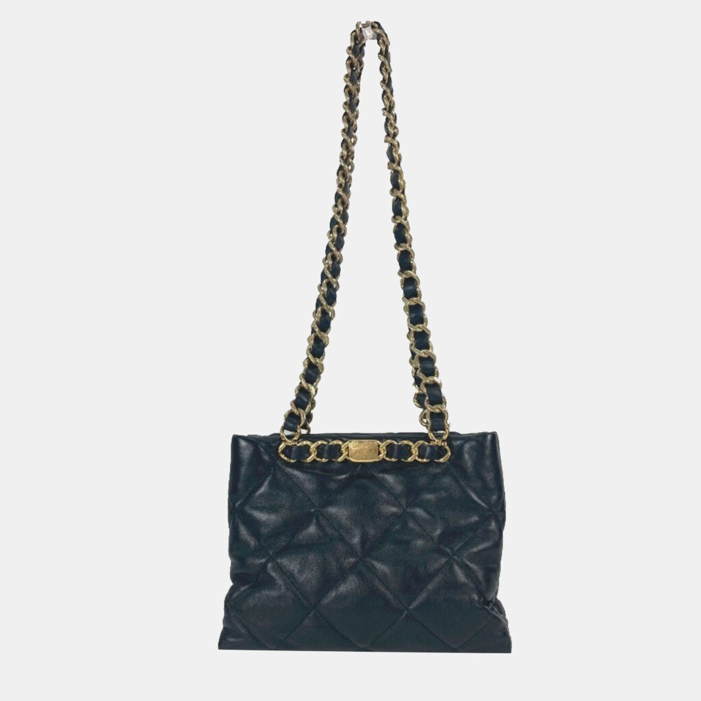 Chanel CC Black Leather Tote Bag