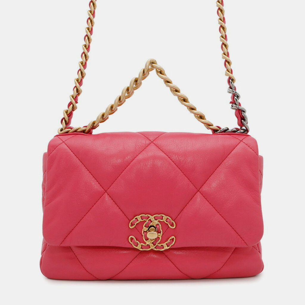 Chanel 19 Pink Leather Shoulder Bag