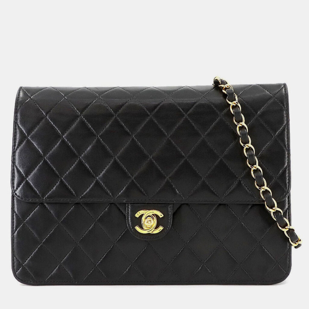 Chanel Square Flap Black Leather Shoulder Bag Chanel Square Flap Black Leather Shoulder Bag