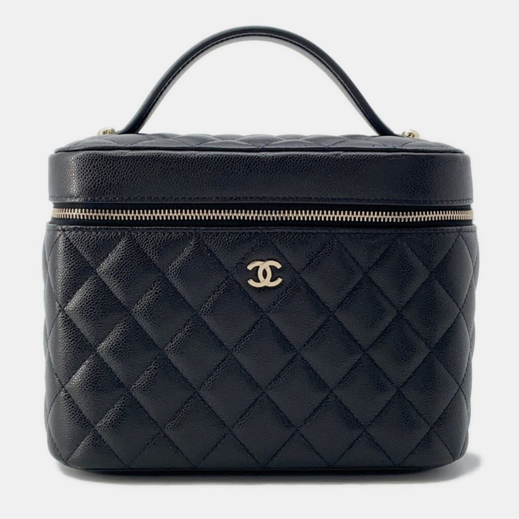 Chanel Vanity Black Leather Top Handle Bag