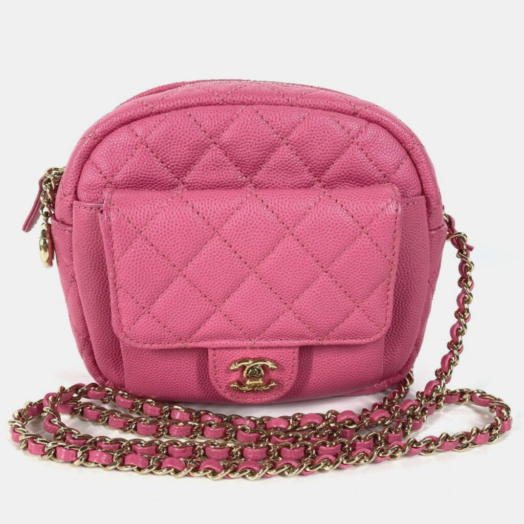 Chanel CC Day Camera Case Pink Leather Shoulder Bag