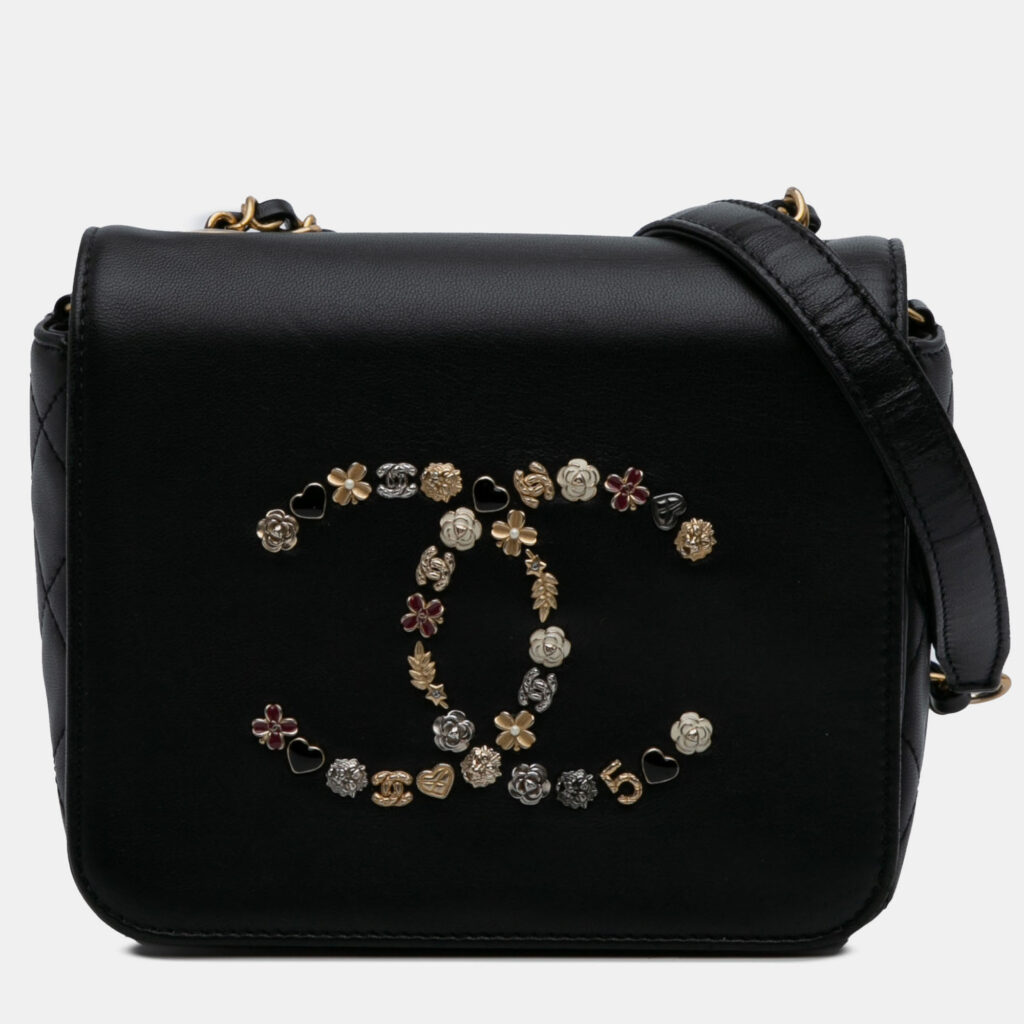 Chanel Black Lambskin Lucky Charms Flap Crossbody Chanel Black Lambskin Lucky Charms Flap Crossbody