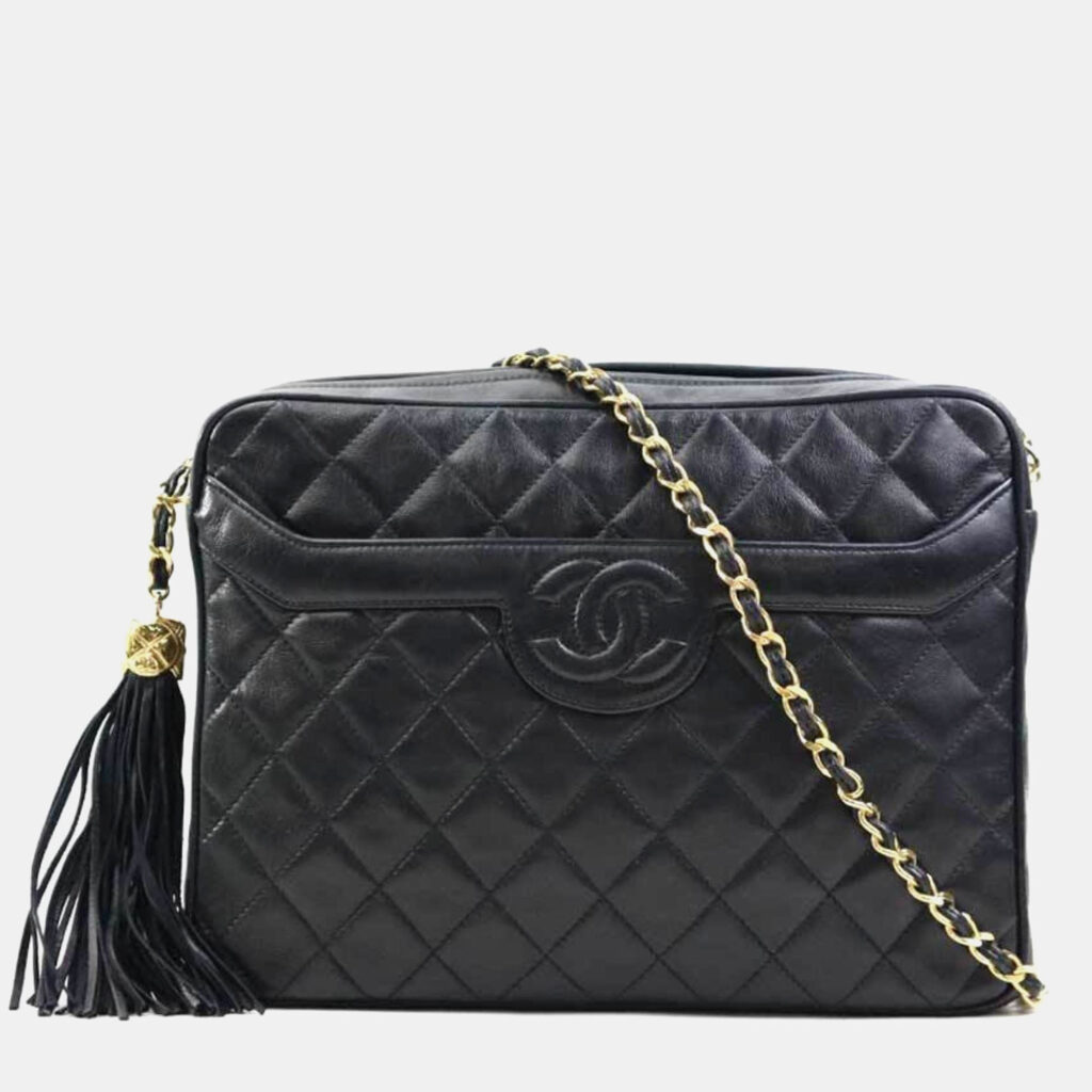 Chanel Quilted Tassel Black Gold Shoulder Bag Chanel Quilted Tassel Black Gold Shoulder Bag