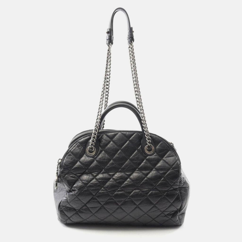 Chanel Matelasse Black Leather Tote Bag