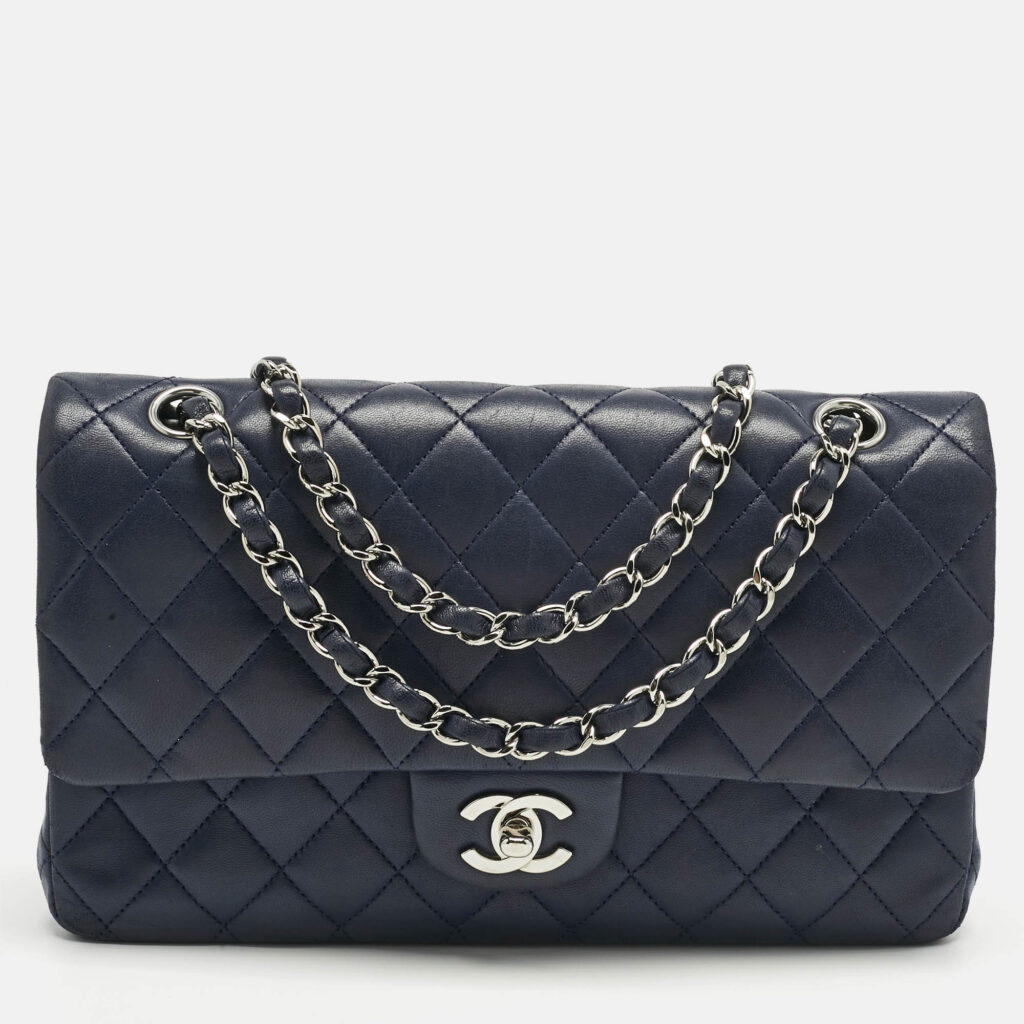 Chanel Navy Blue Quilted Leather Medium Classic Double Flap Bag Chanel Navy Blue Quilted Leather Medium Classic Double Flap Bag