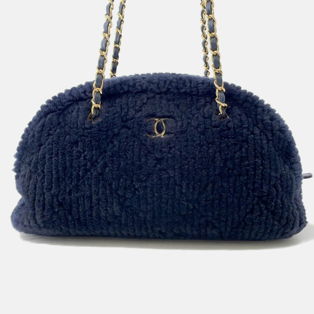 Chanel Coco Neige Bowling Bag Navy Shearling Lambskin Size Large Chanel Coco Neige Bowling Bag Navy Shearling Lambskin Size Large