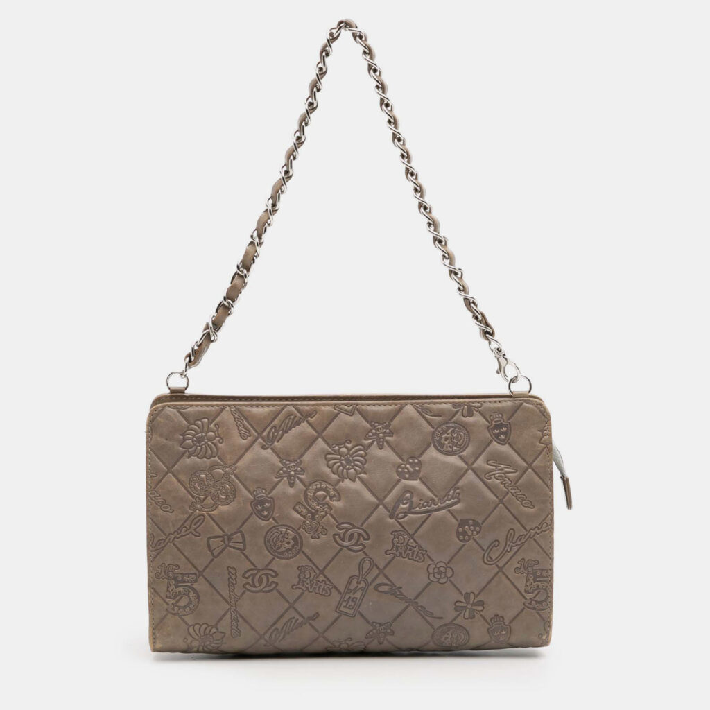 Chanel Brown Embossed Lambskin Lucky Symbols Pochette Chanel Brown Embossed Lambskin Lucky Symbols Pochette