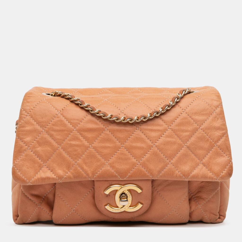 Chanel Orange Small Aged Calfskin Chic Quilt Flap Chanel Orange Small Aged Calfskin Chic Quilt Flap