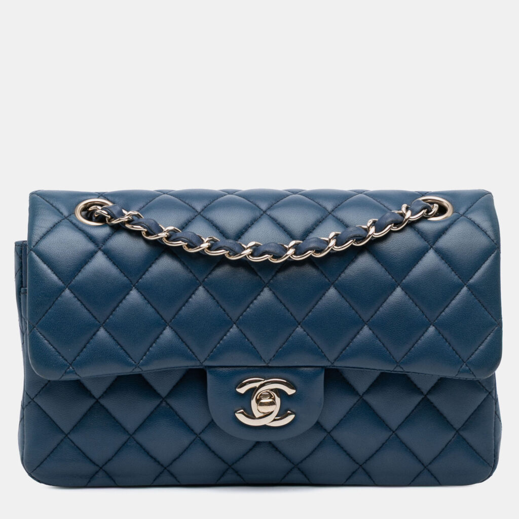 Chanel Blue Small Classic Lambskin Double Flap Chanel Blue Small Classic Lambskin Double Flap