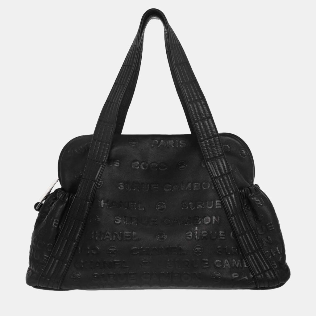 Chanel Black Calfskin Rue Cambon Embossed Unlimited Shoulder Bag Chanel Black Calfskin Rue Cambon Embossed Unlimited Shoulder Bag
