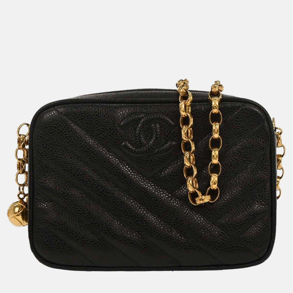 Chanel Black Calfskin Bias Stitch Camera Bag Mini Chanel Black Calfskin Bias Stitch Camera Bag Mini