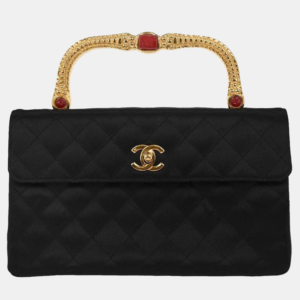 Chanel Black Satin Handbag Chanel Black Satin Handbag