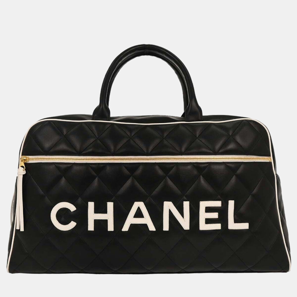 Chanel Black Calfskin Travel Bowling Bag Chanel Black Calfskin Travel Bowling Bag
