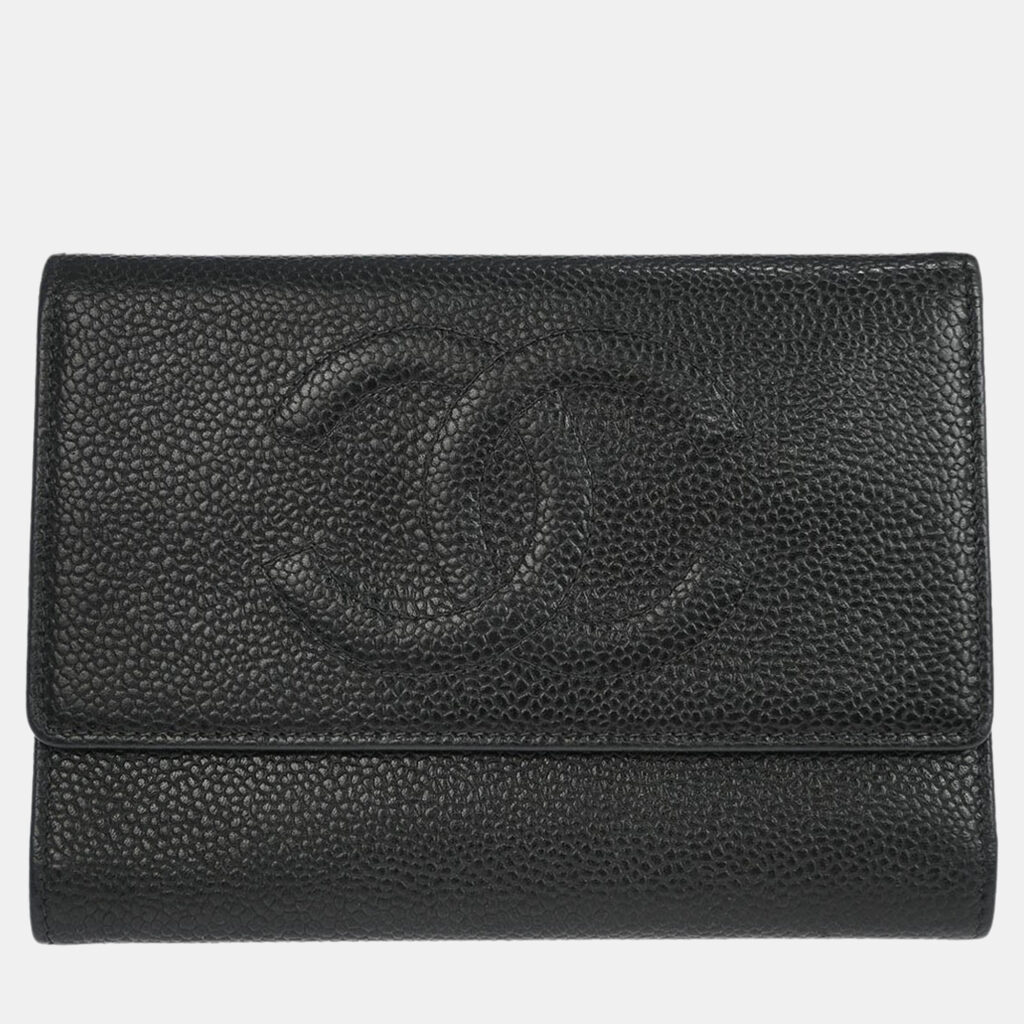 Chanel Black Calfskin Trifold Wallet Chanel Black Calfskin Trifold Wallet