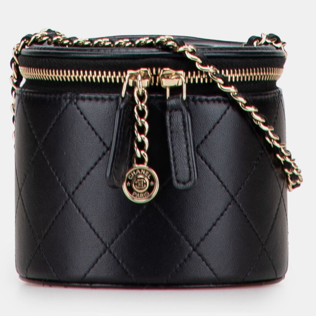 Chanel Quilted Lambskin Chain and Charm Vanity Case Chanel Quilted Lambskin Chain and Charm Vanity Case