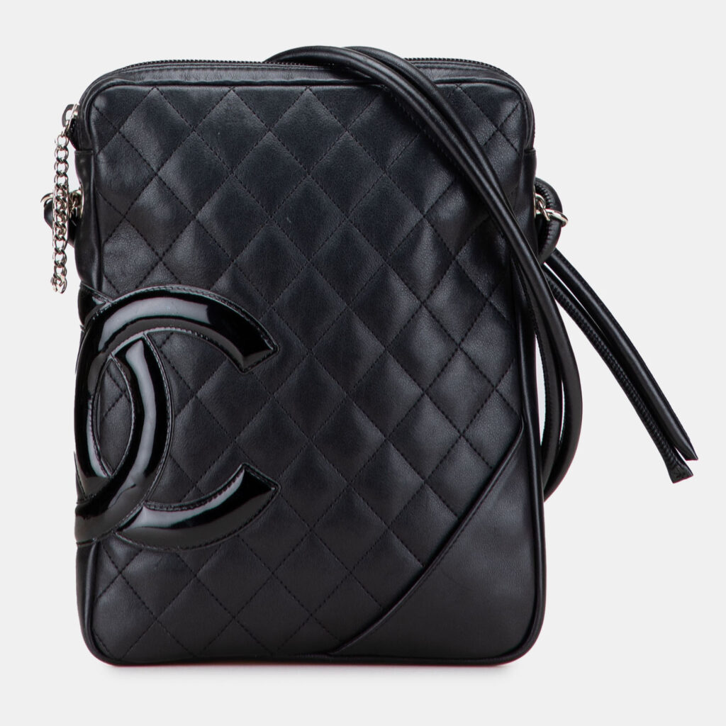 luxury-women-chanel-used-handbags-p1218214-008-1.jpg Chanel Black Lambskin Cambon Ligne Crossbody