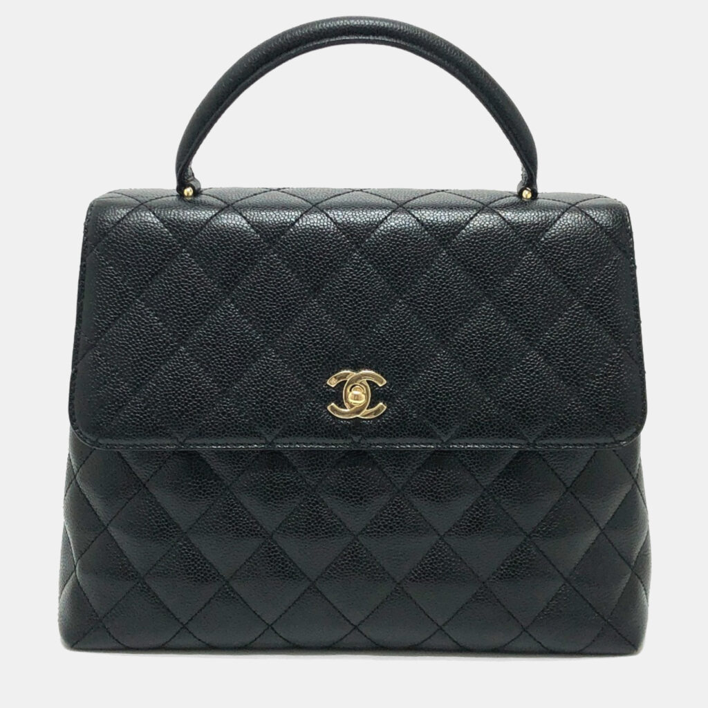 Chanel Coco Mark Cc Matelasse Quilted Tote Bag In Caviar Leather Black
