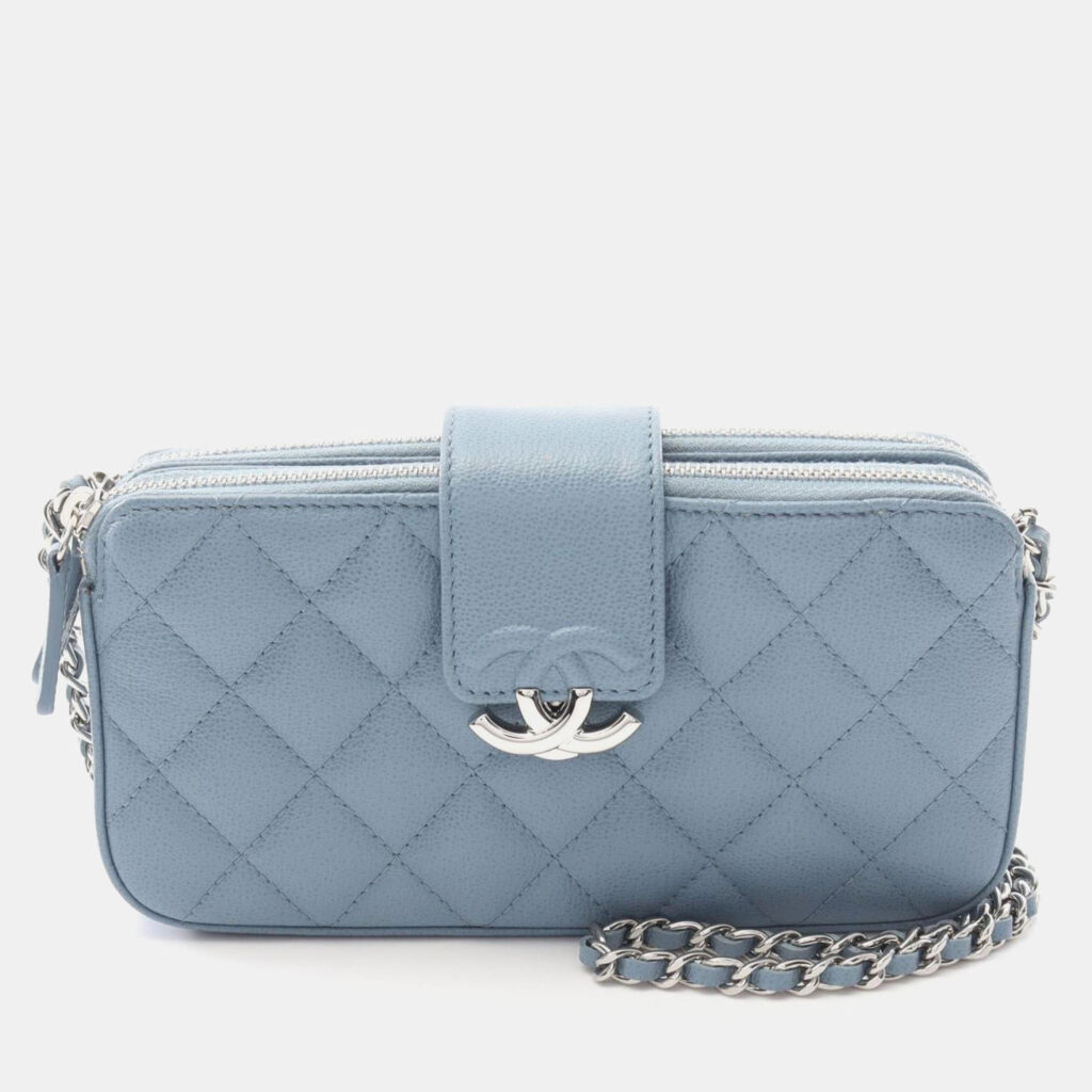 Chanel Half Coco Mark Matelasse Shoulder Bag In Grained Calfskin Leather Blue Chanel Half Coco Mark Matelasse Shoulder Bag In Grained Calfskin Leather Blue