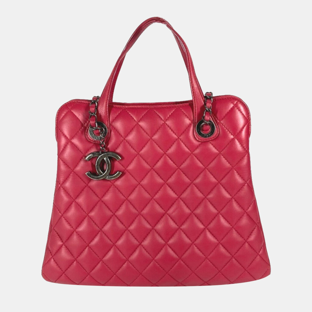 Chanel Handbag Shoulder Bag Cc Coco Mark Matelasse Quilted 2-Way Chain Tote Lambskin Pink Chanel Handbag Shoulder Bag Cc Coco Mark Matelasse Quilted 2-Way Chain Tote Lambskin Pink