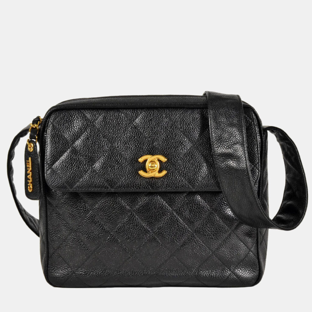 Chanel Coco Mark Matelasse Chain Shoulder Bag Caviar Skin Black Chanel Coco Mark Matelasse Chain Shoulder Bag Caviar Skin Black