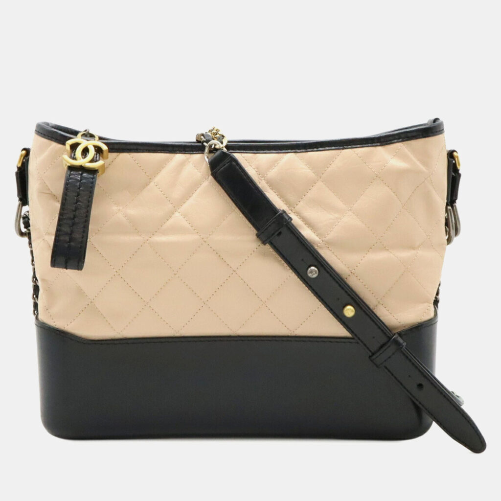 Chanel Gabrielle De Chanel Matelasse Large Hobo Chain Shoulder Bag In Two-Tone Calfskin Pink Beige