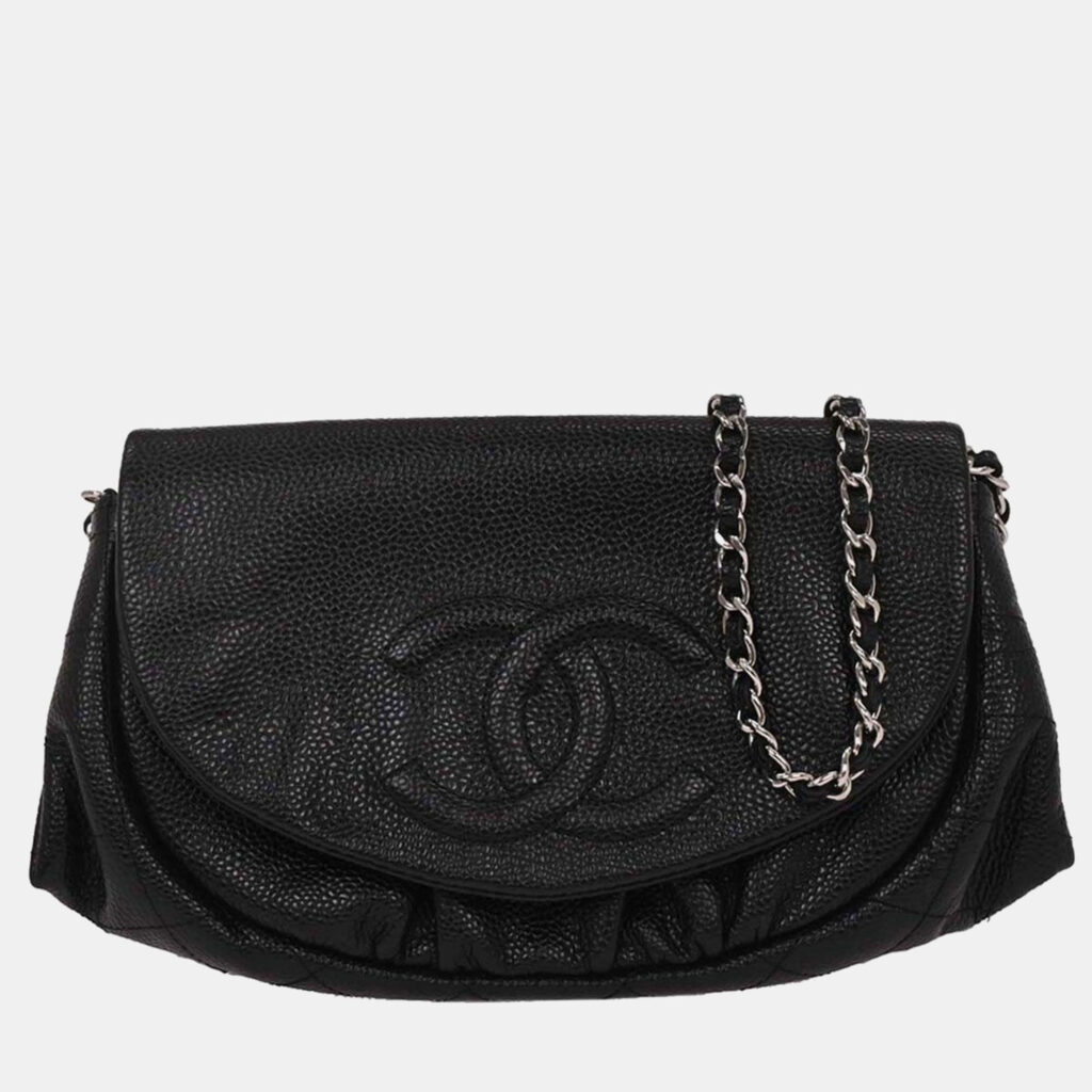 Chanel Black Calfskin Half-Moon WOC Wallet On Chain Chanel Black Calfskin Half-Moon WOC Wallet On Chain
